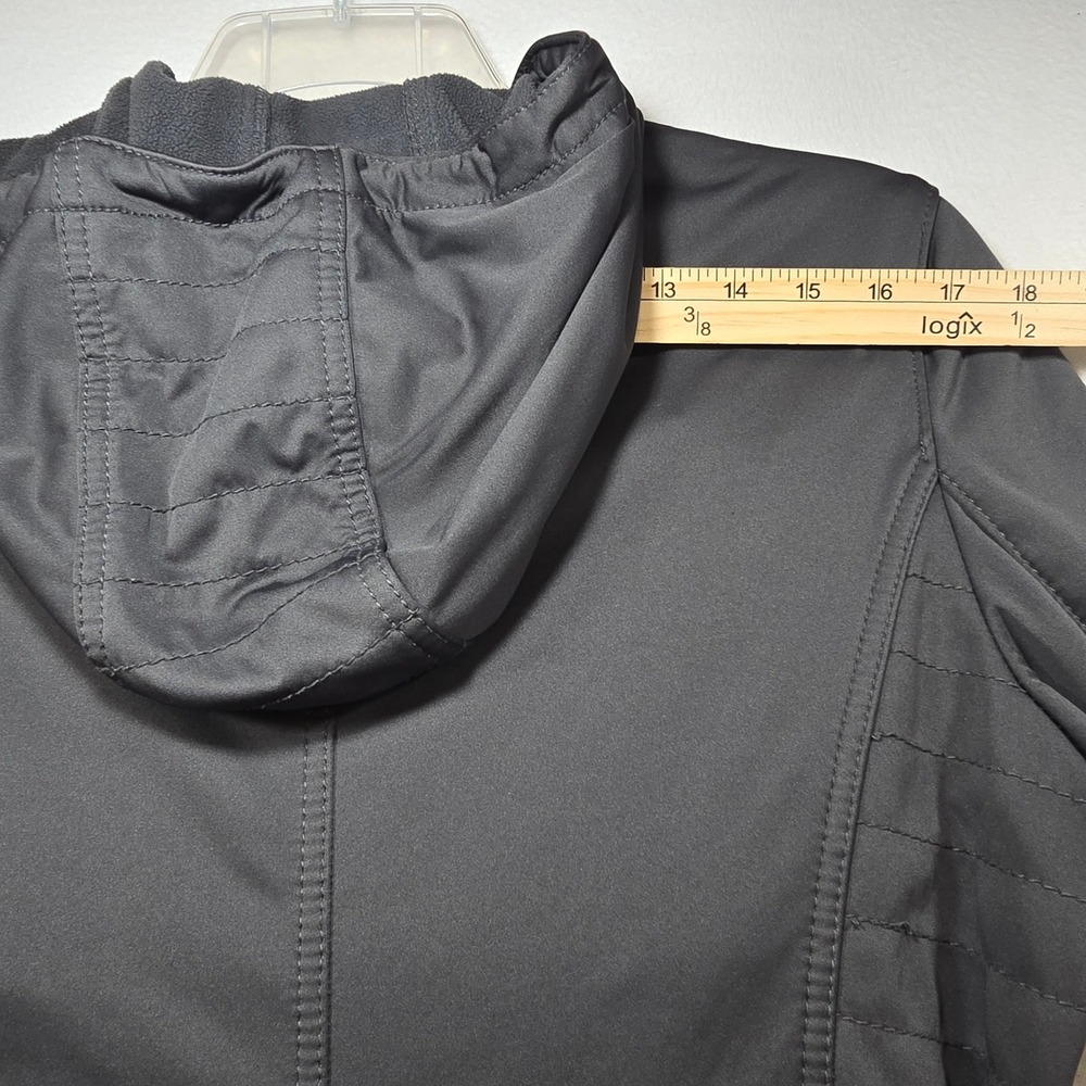 Laundry by Shelli Segal Grey Softshell Hooded Belted Jacket Coat Large - Picture 7 of 9